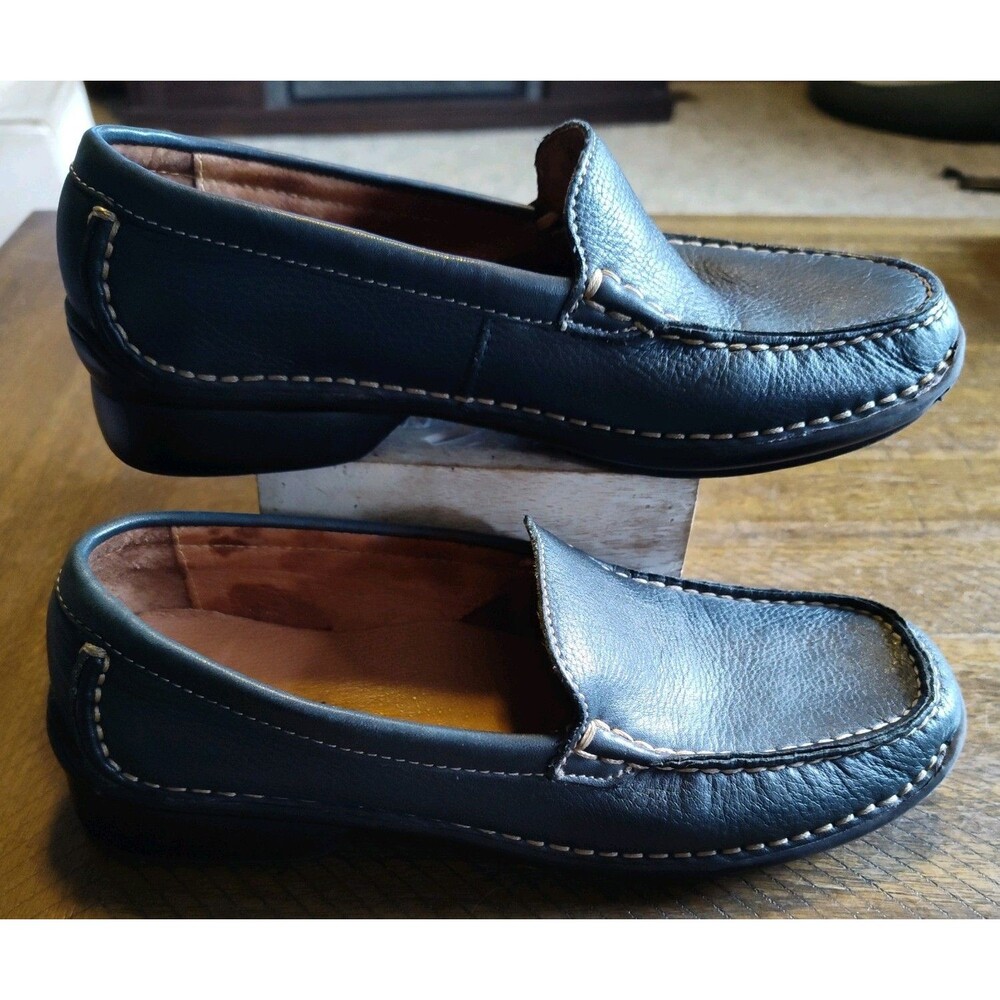 HUSH PUPPIES Camden Black Soft Leather Slip-on Loafere Moc Womens 6.5